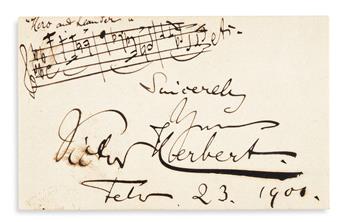 HERBERT, VICTOR. Two Autograph Musical Quotations Signed and Inscribed, Sincerely / Yours, each on a small card.